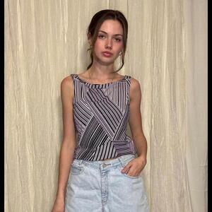 Vintage Black and White Striped Tank Top by The Limited - Size M